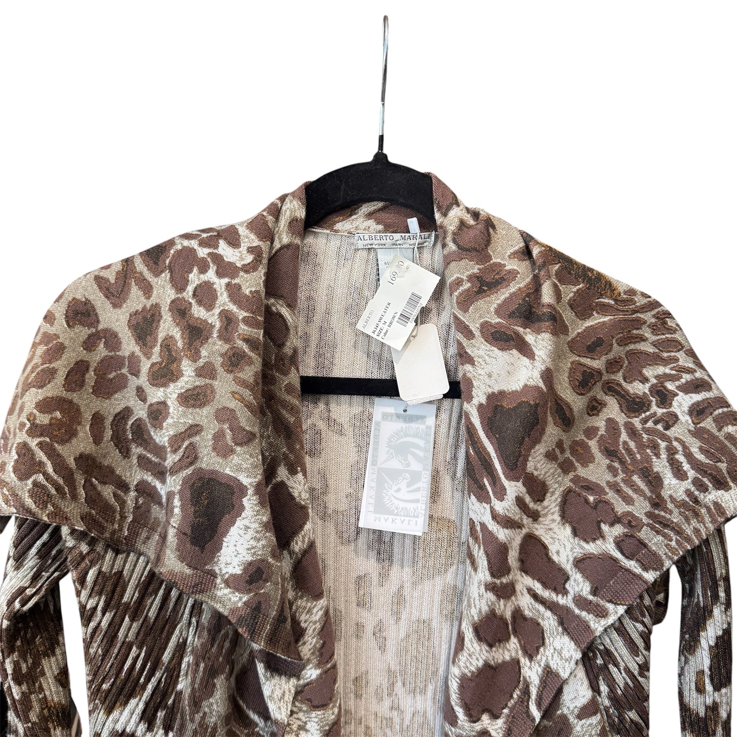 Alberto Makali Leopard Shawl Collar Cardigan Longsleeve Size M