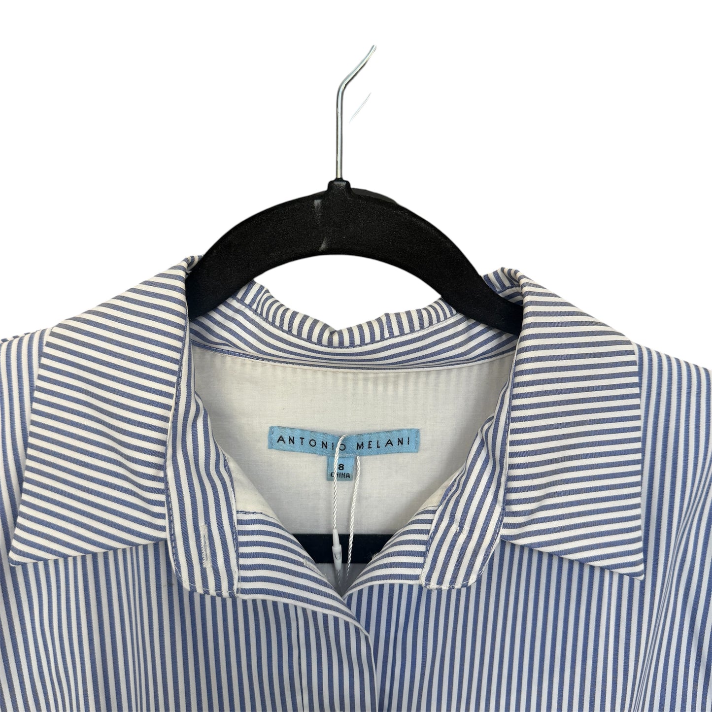 Antonio Melani Blue & White Stripped Dress Shirt Size 8