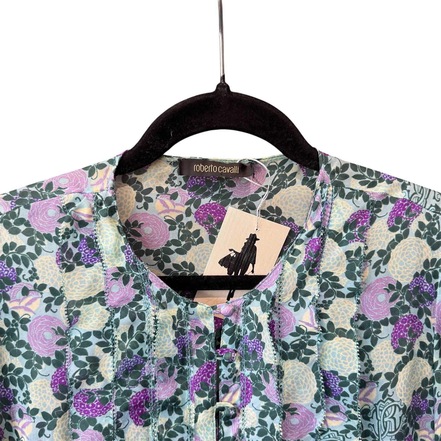 Roberto Cavalli Floral Print Silk Blouse Size 40