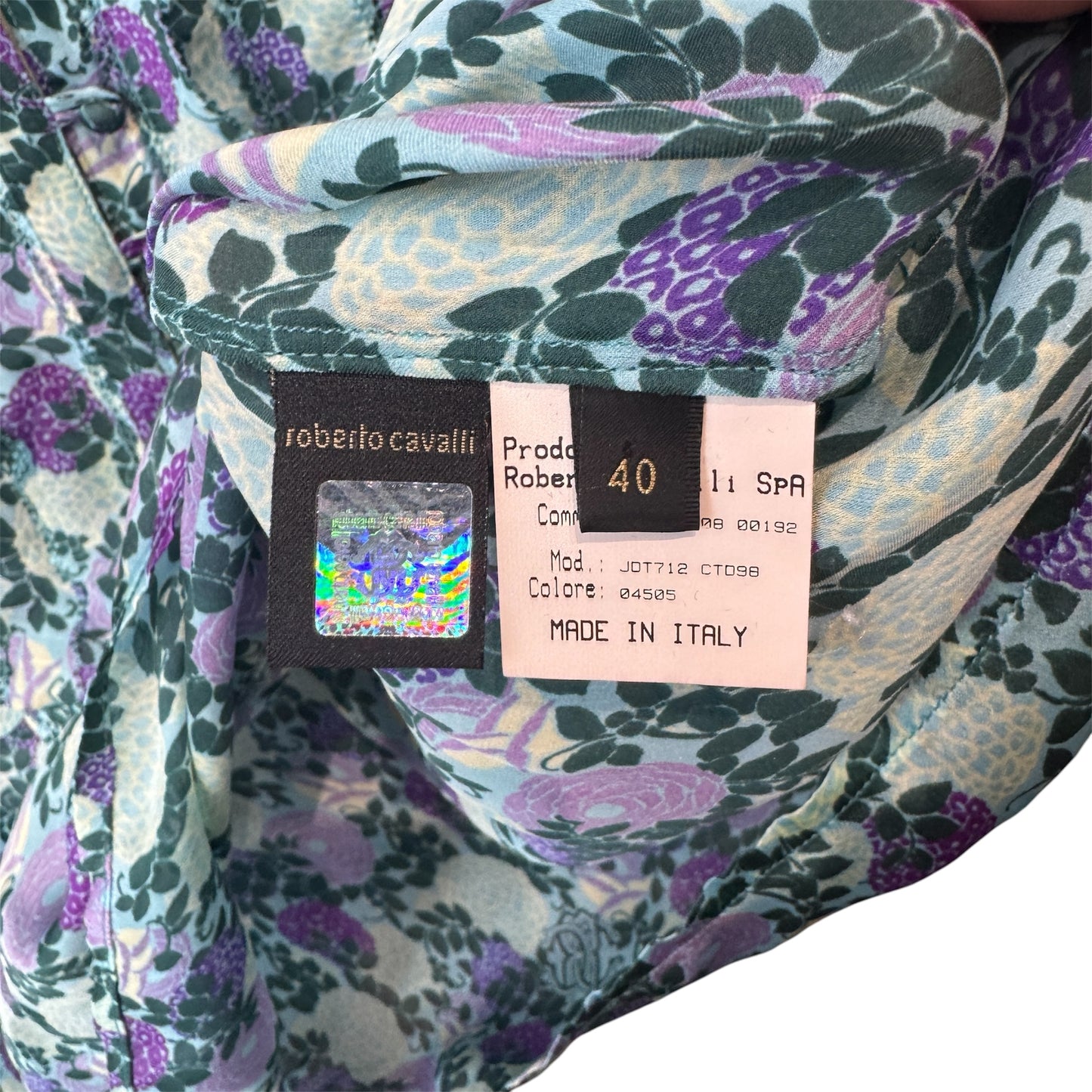 Roberto Cavalli Floral Print Silk Blouse Size 40