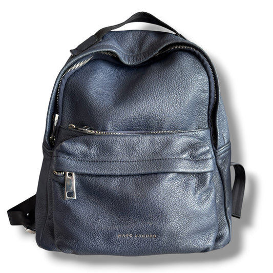 Marc Jacobs Leather Varsity Backback in Navy Blue