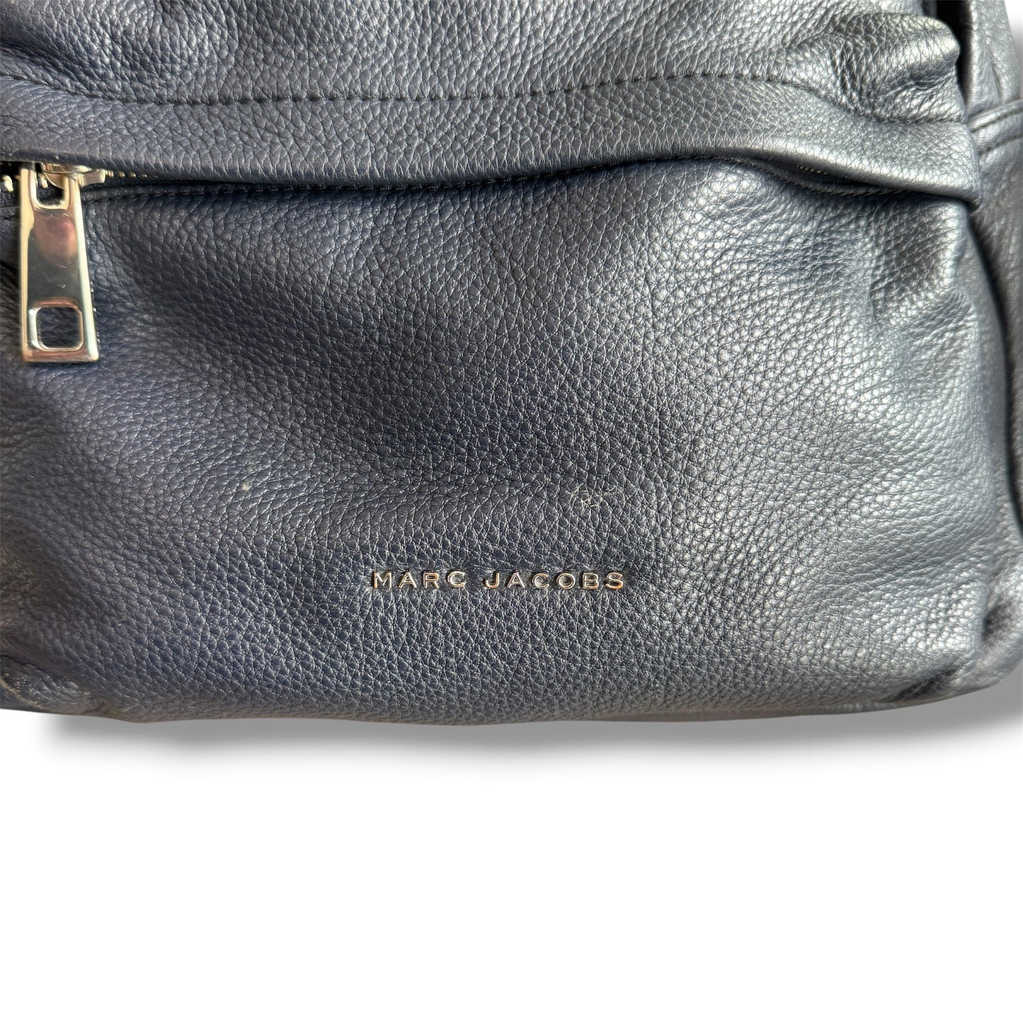 Marc Jacobs Leather Varsity Backback in Navy Blue