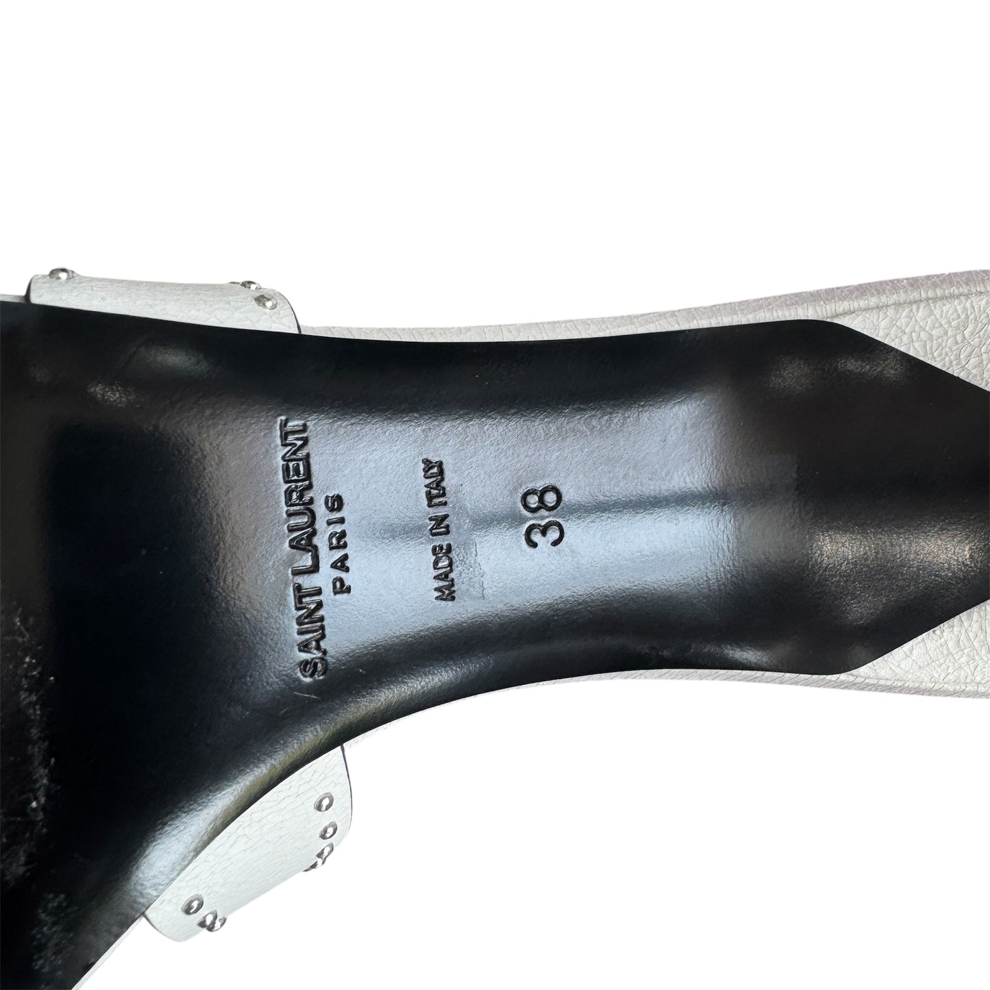 Saint Laurent Paris Studded Tribute Off White Heels Size 38