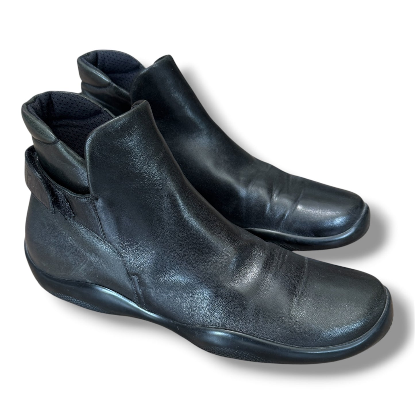 Prada Sport Leather Black Boots Size 38.5