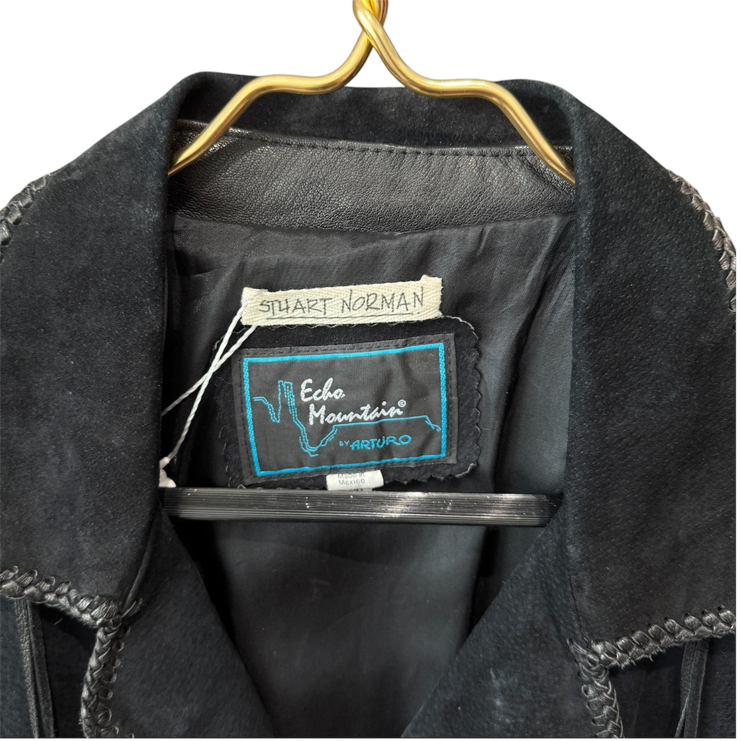Echo Mountain Black Suede Leather Fringe Beaded Jacket Size M Men's