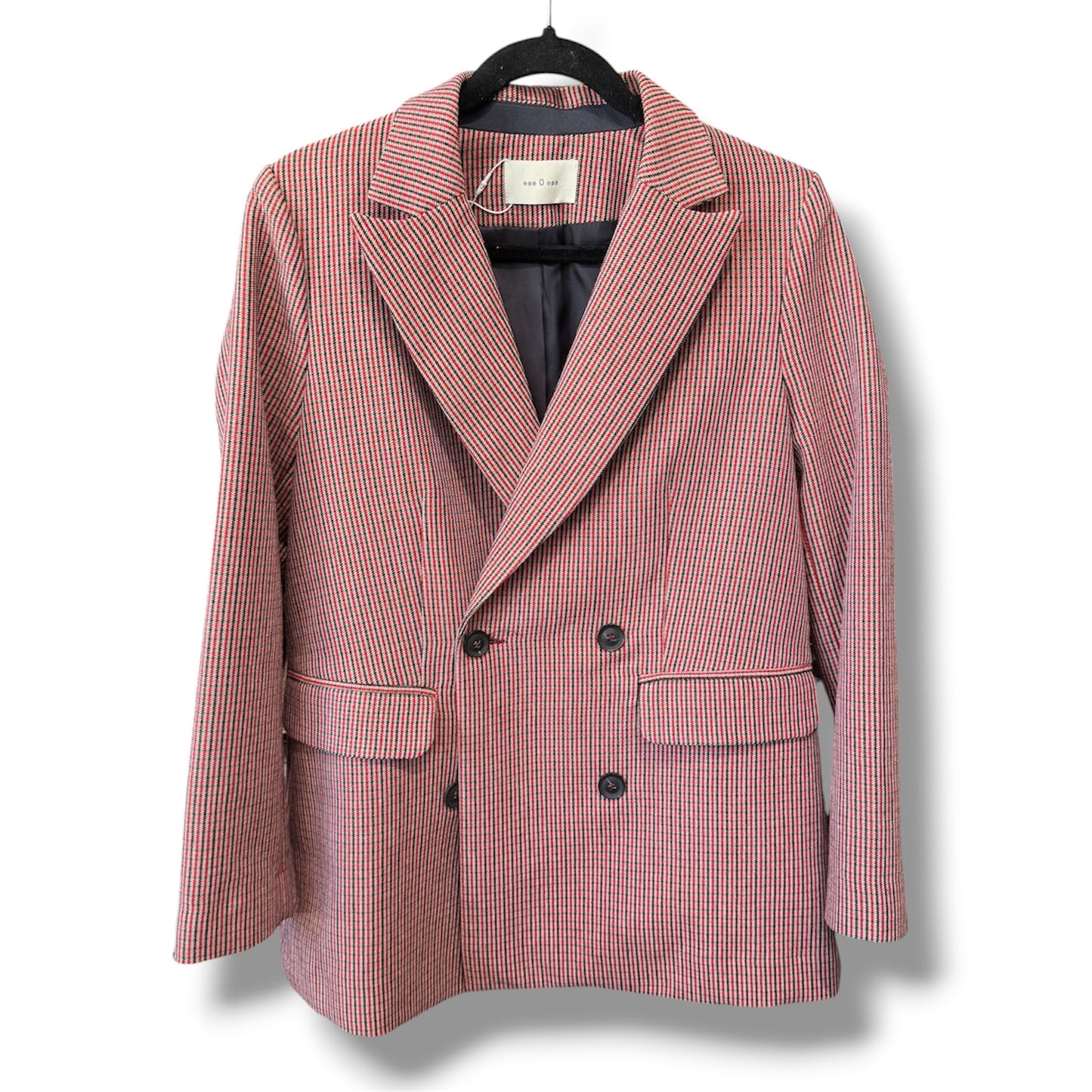 eseOese Double Breasted Red Houndstooth Blazer Size Small
