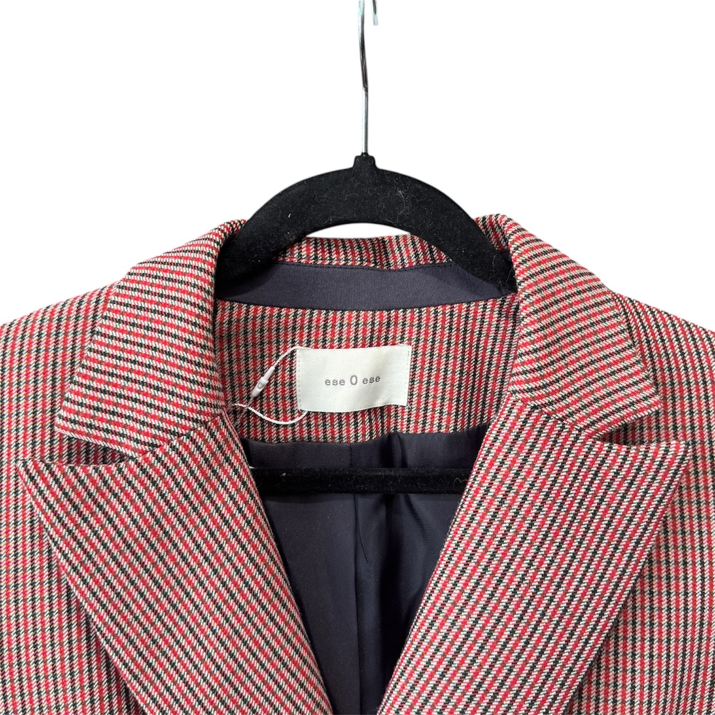 eseOese Double Breasted Red Houndstooth Blazer Size Small