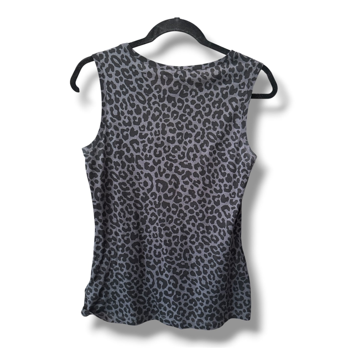 Gucci Leopard Print Black Sleeveless Shirt Size Medium