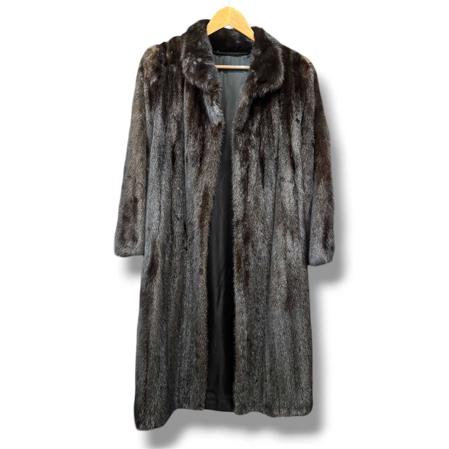 Vintage Full-length Dark Brown Mink Coat Shawl Collar