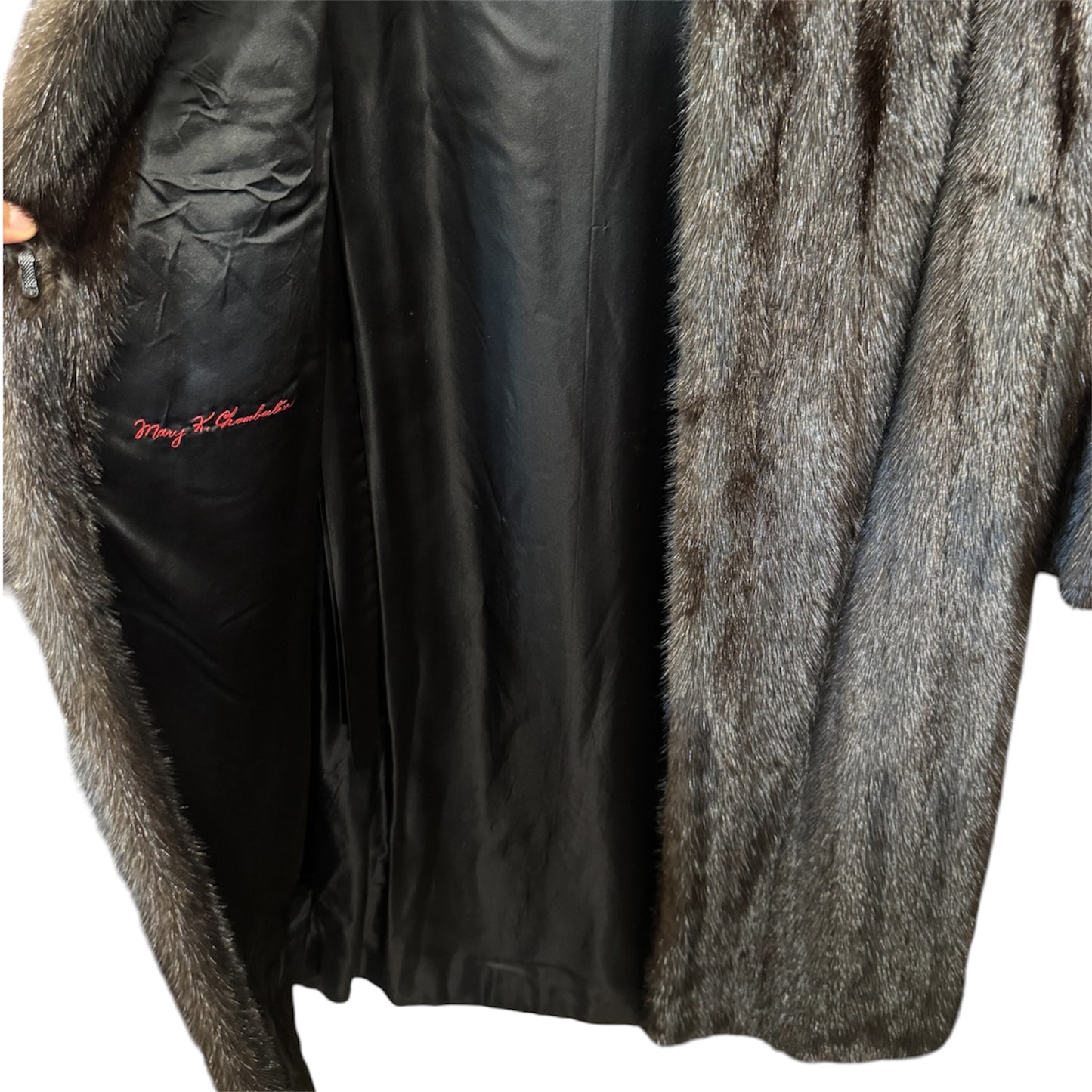Vintage Full-length Dark Brown Mink Coat Shawl Collar