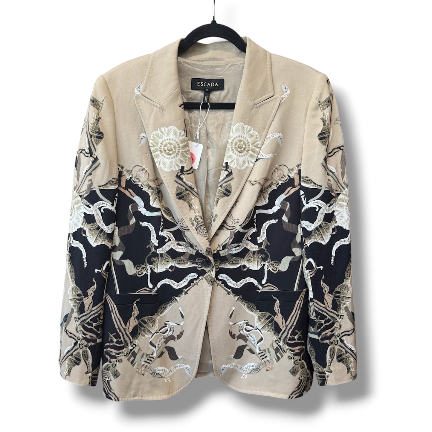 Escada Bozena Heritage Print Single Button Blazer Size 42