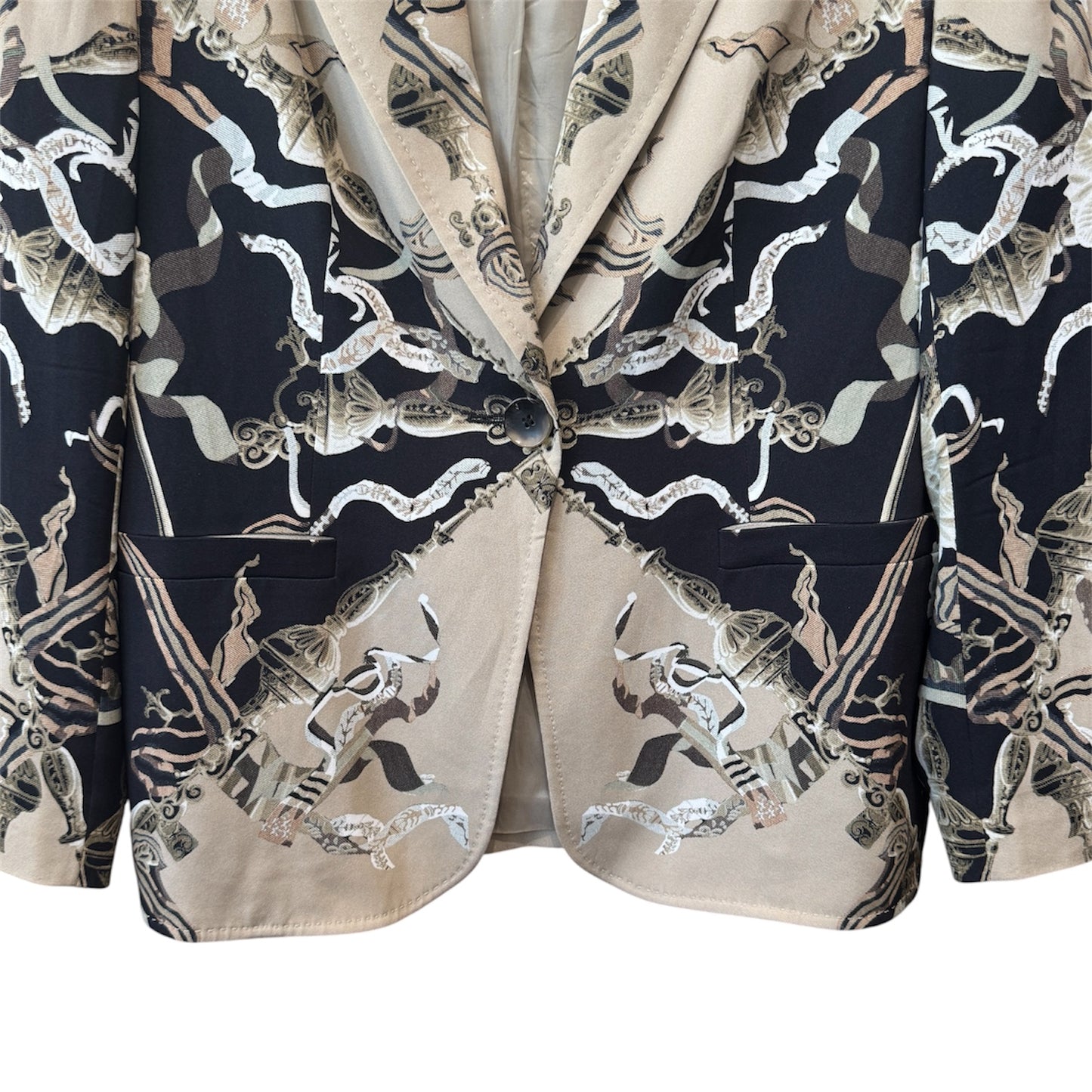 Escada Bozena Heritage Print Single Button Blazer Size 42