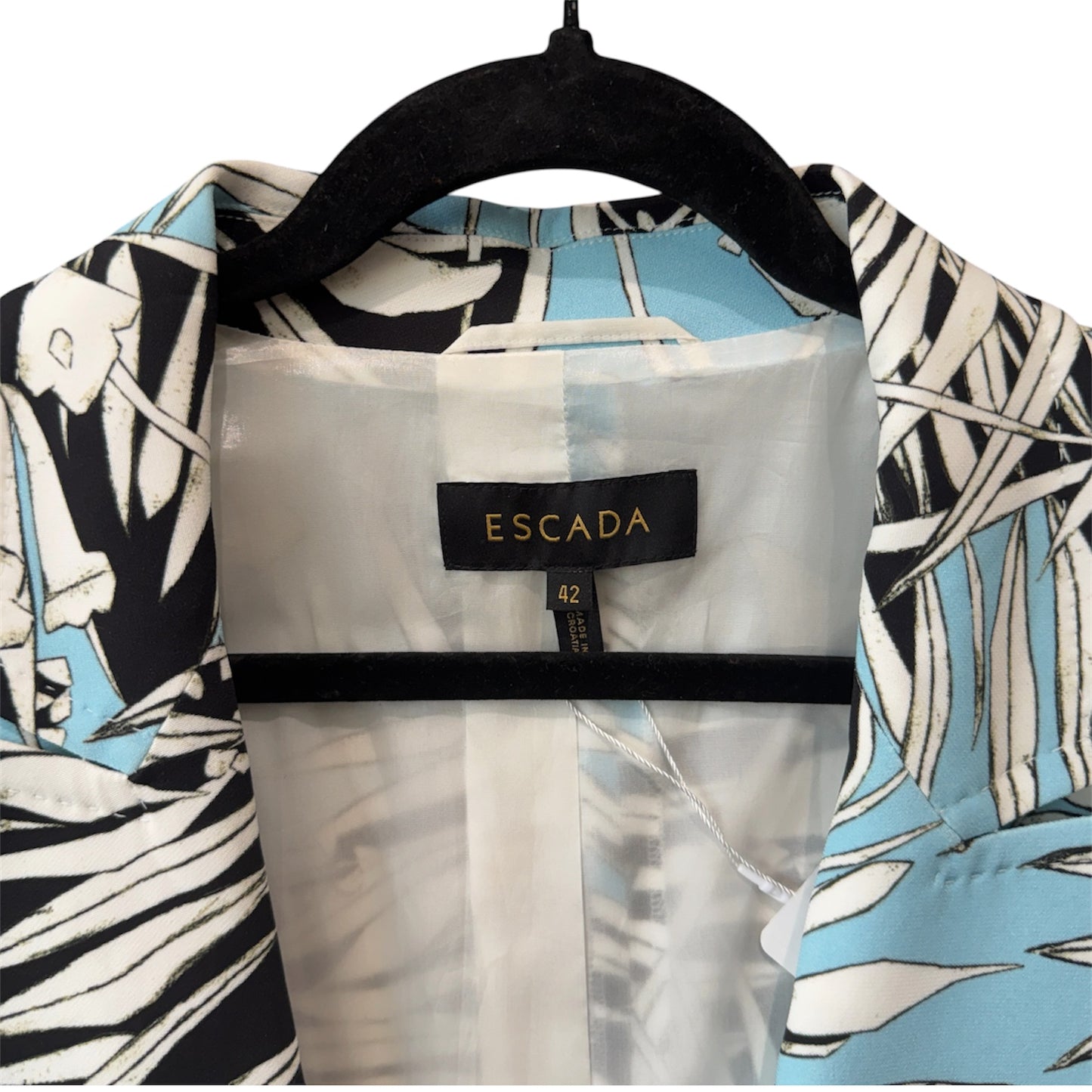 Escada Bozica Floral Printed Blazer in Light Blue Size 42