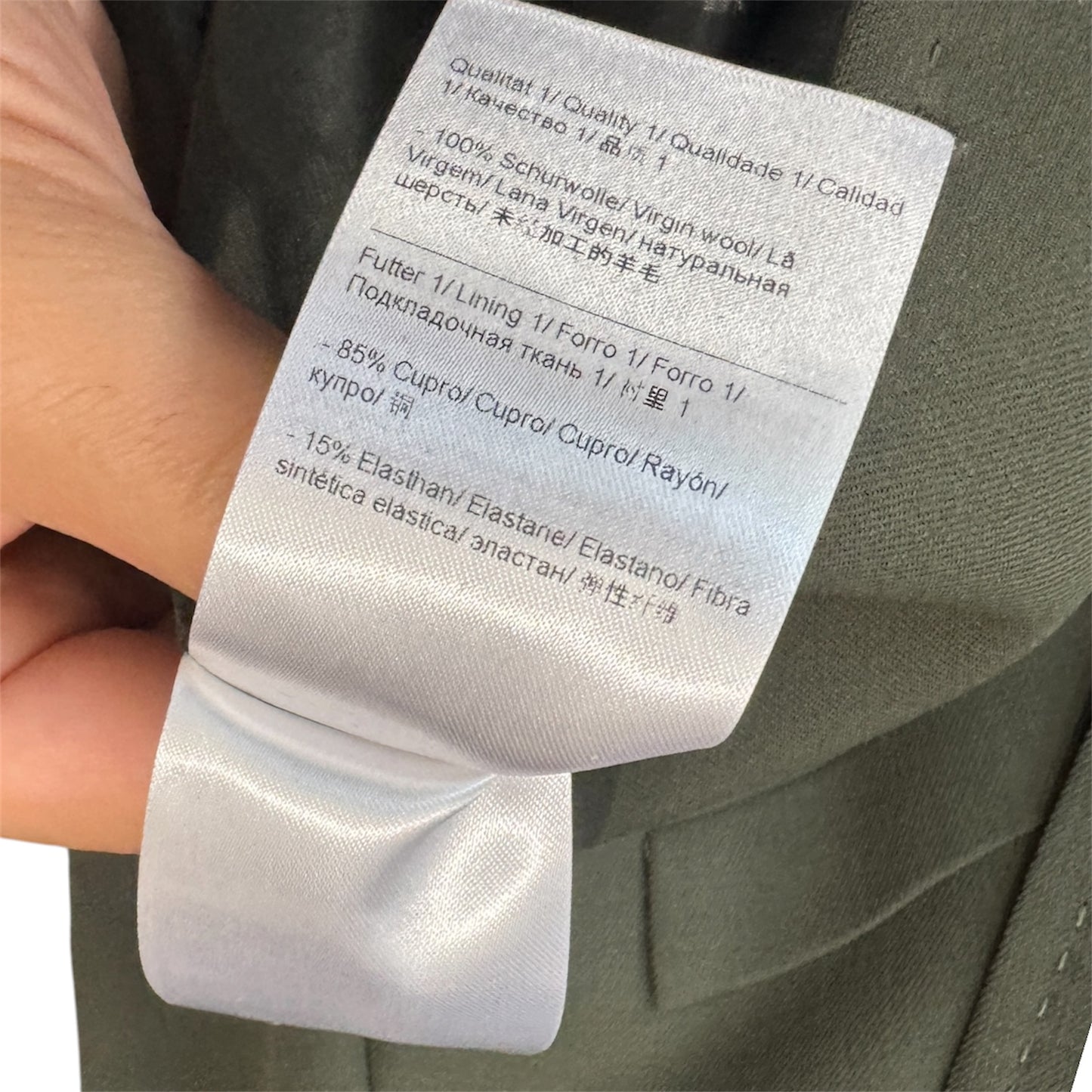 Escada Olive Green Wool Basket Weave Detain Benigna Blazer Size 40