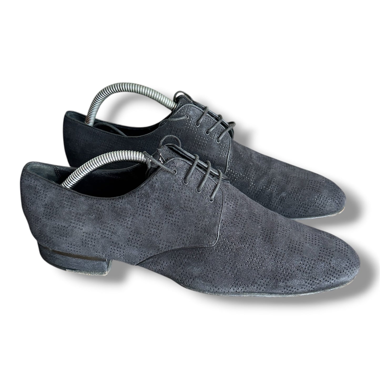Louis Vuitton Black Damier Laminated Suede Lace Up Derby Size 6