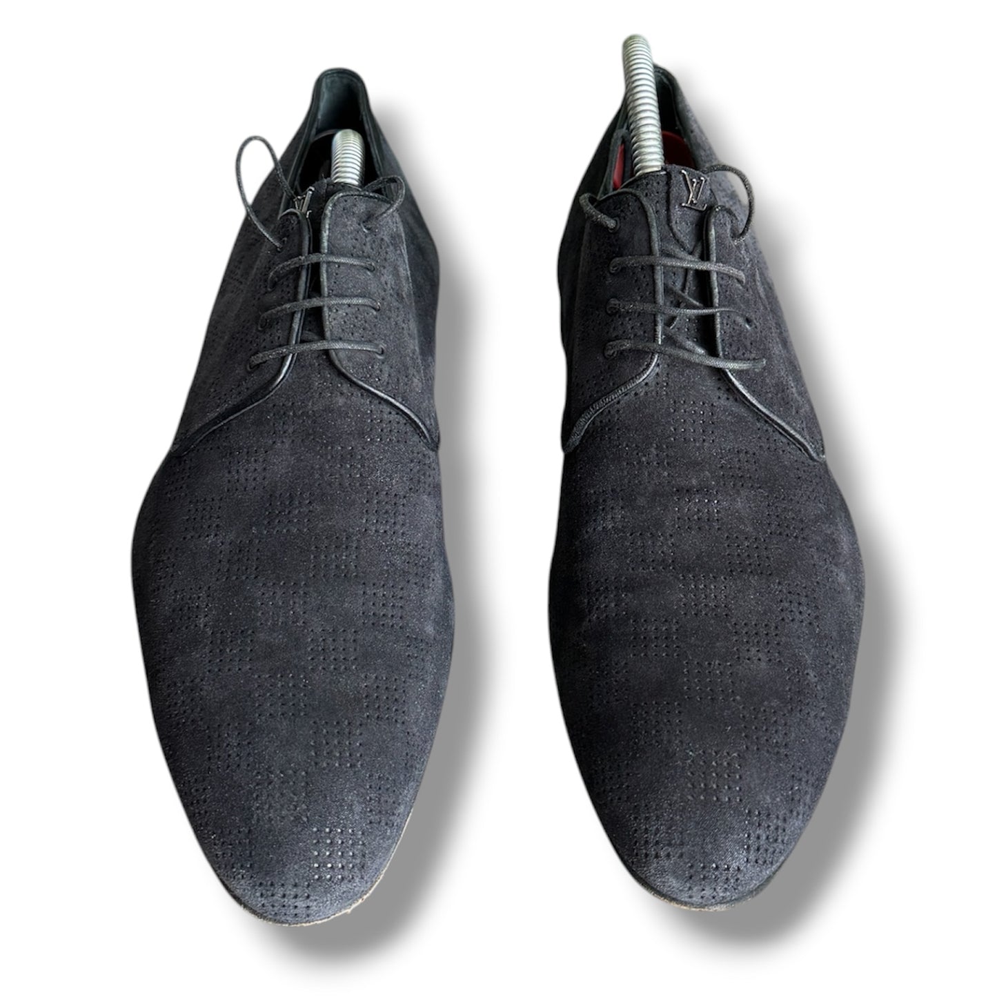 Louis Vuitton Black Damier Laminated Suede Lace Up Derby Size 6