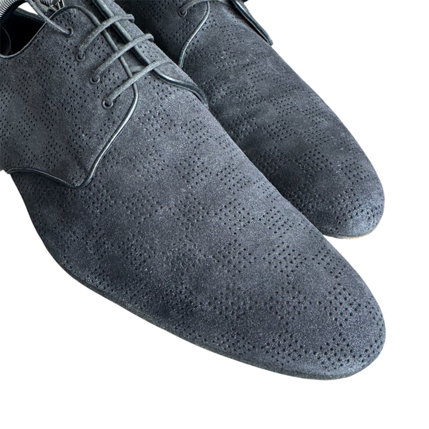 Louis Vuitton Black Damier Laminated Suede Lace Up Derby Size 6