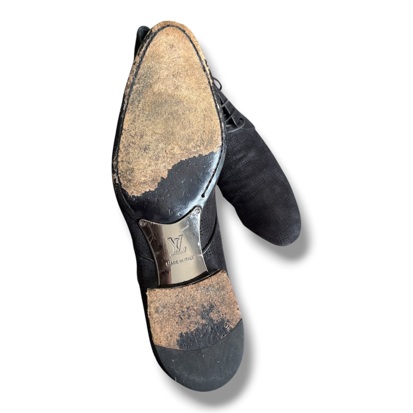 Louis Vuitton Black Damier Laminated Suede Lace Up Derby Size 6