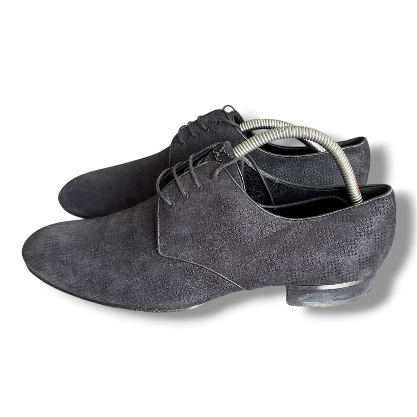 Louis Vuitton Black Damier Laminated Suede Lace Up Derby Size 6