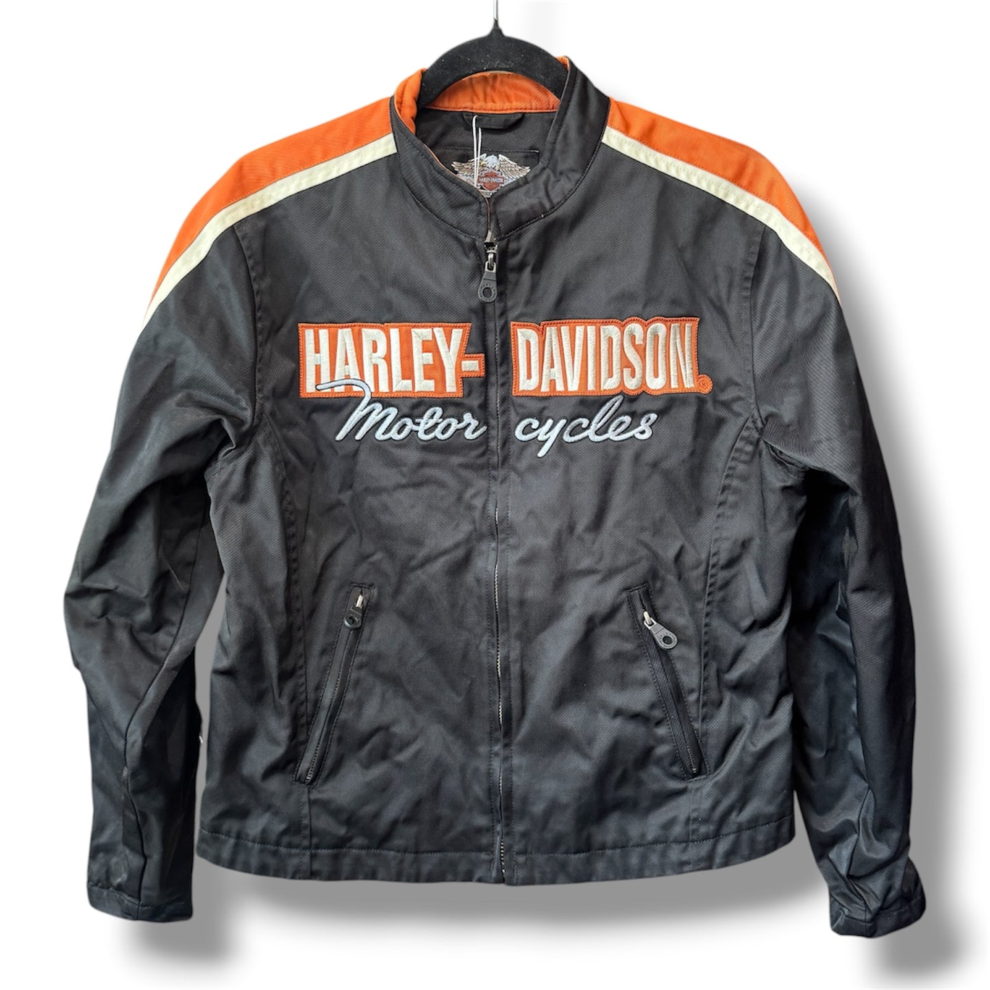 Harley Davidson Nylon Cafe Jacket Orange Piping Large
