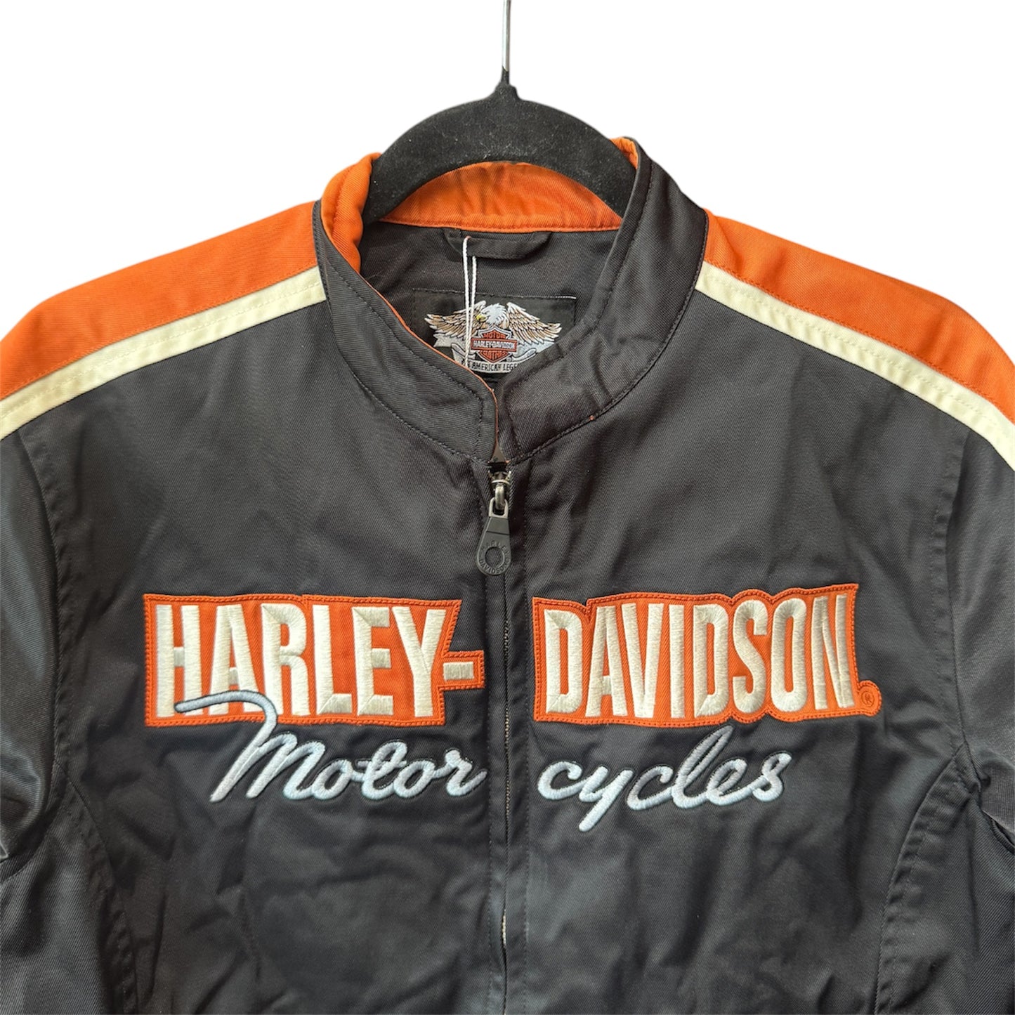 Harley Davidson Nylon Cafe Jacket Orange Piping Large