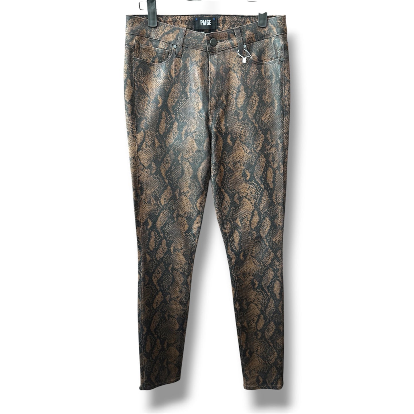 Paige Hoxton Ultra Skinny Coated Brown Snakeskin Jeans size 27