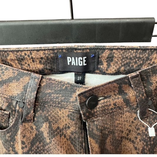 Paige Hoxton Ultra Skinny Coated Brown Snakeskin Jeans size 27