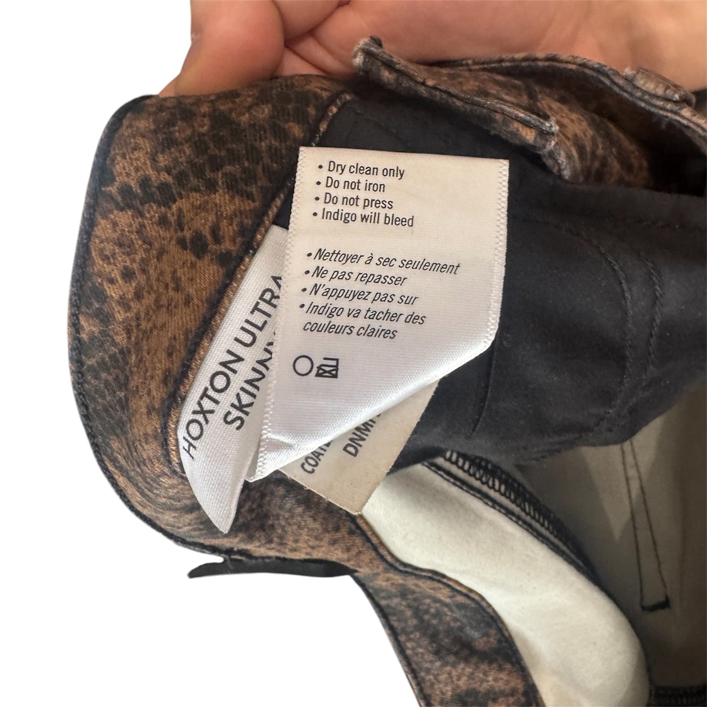 Paige Hoxton Ultra Skinny Coated Brown Snakeskin Jeans size 27