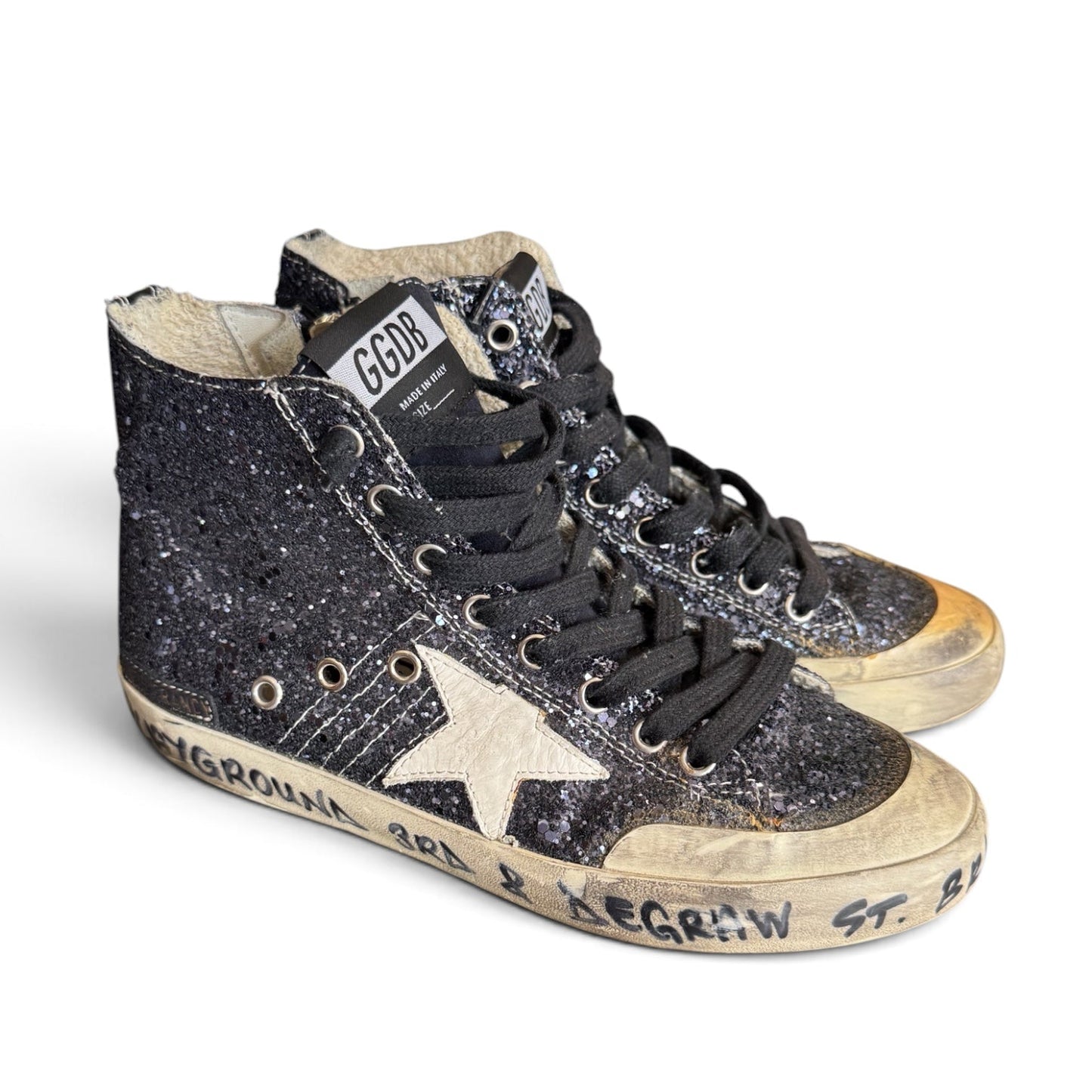 Golden Goose Francy Glitter Sneakers in Dark Blue size 37