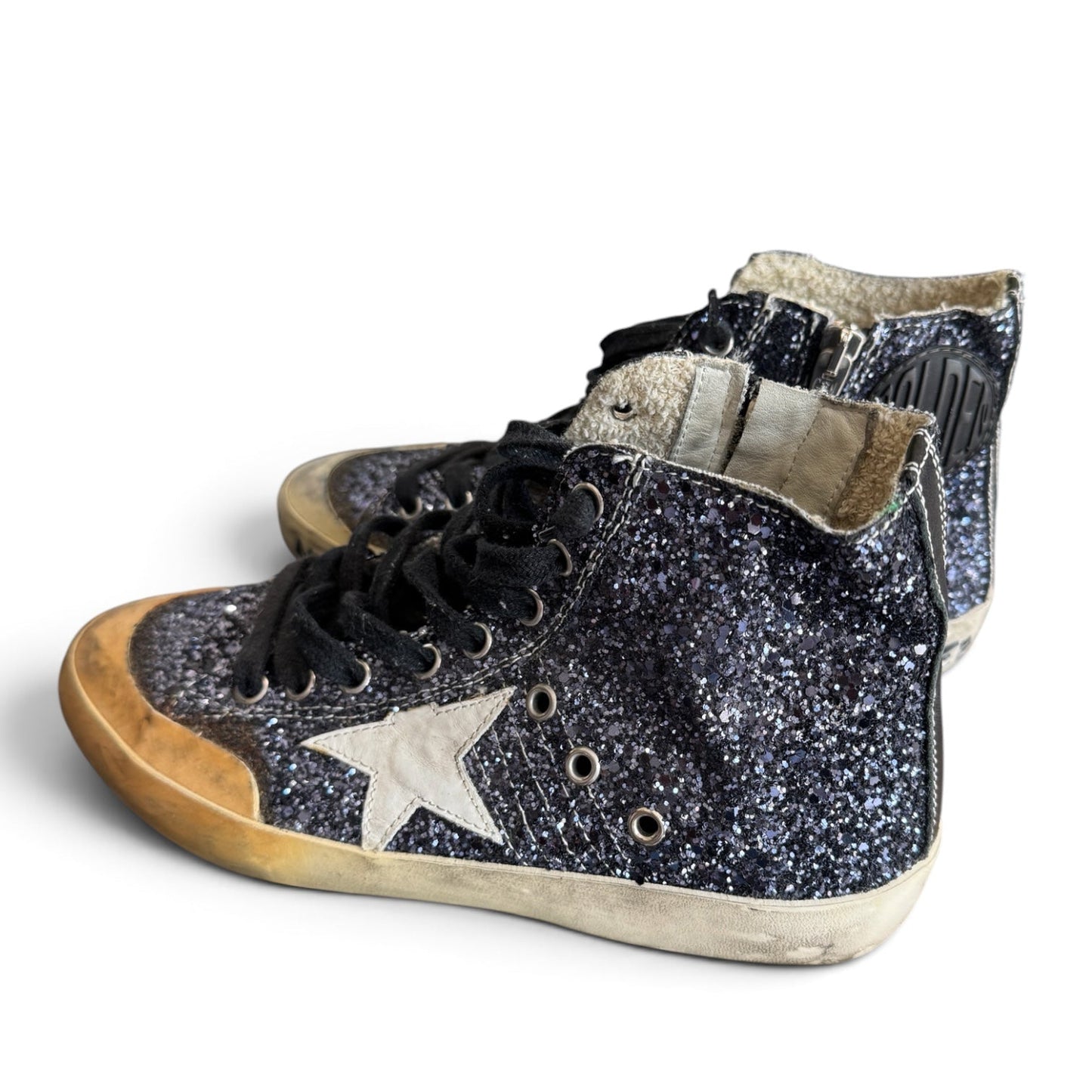 Golden Goose Francy Glitter Sneakers in Dark Blue size 37