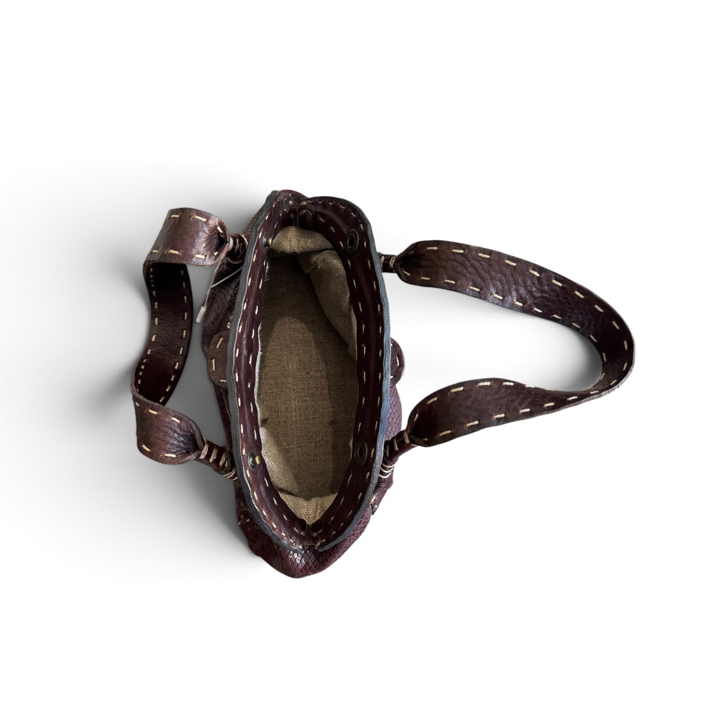 Henry Beguelin Snake Embossed Leather Clutch in Plum