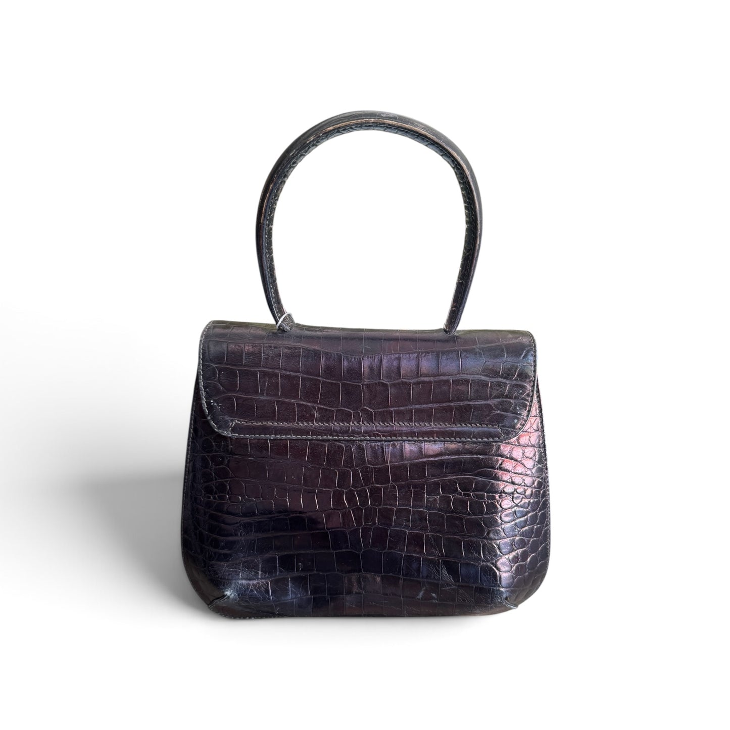 Salvatore Ferragamo Top Handle Brown Crocodile Bag
