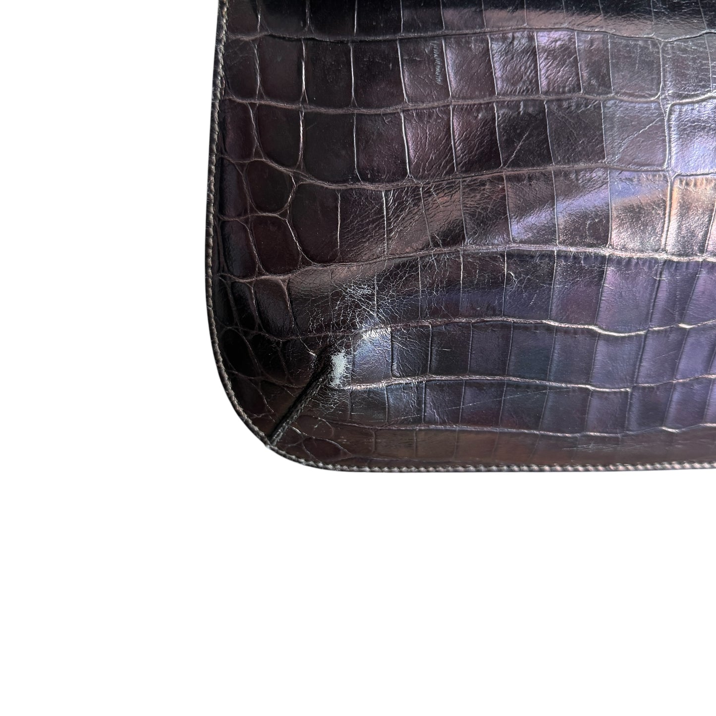 Salvatore Ferragamo Top Handle Brown Crocodile Bag