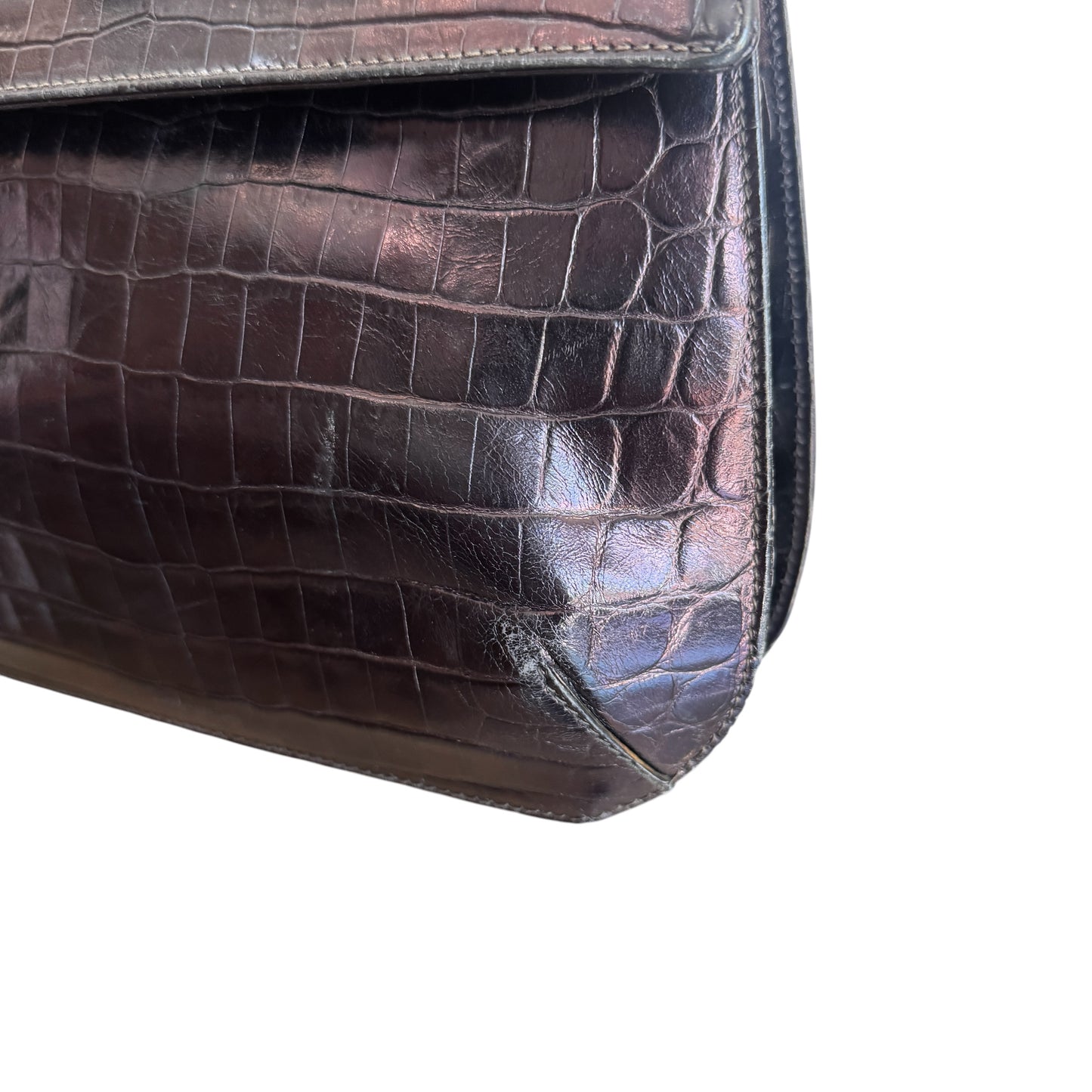 Salvatore Ferragamo Top Handle Brown Crocodile Bag
