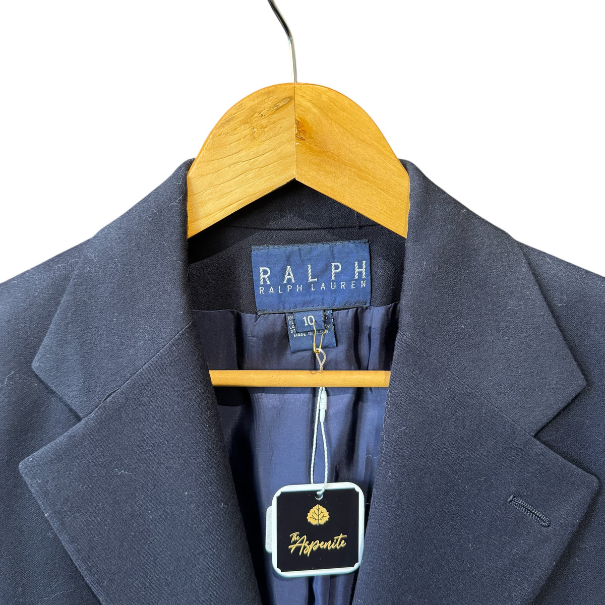 Vintage Ralph Lauren Navy Wool Royal Crest Blazer Size 10