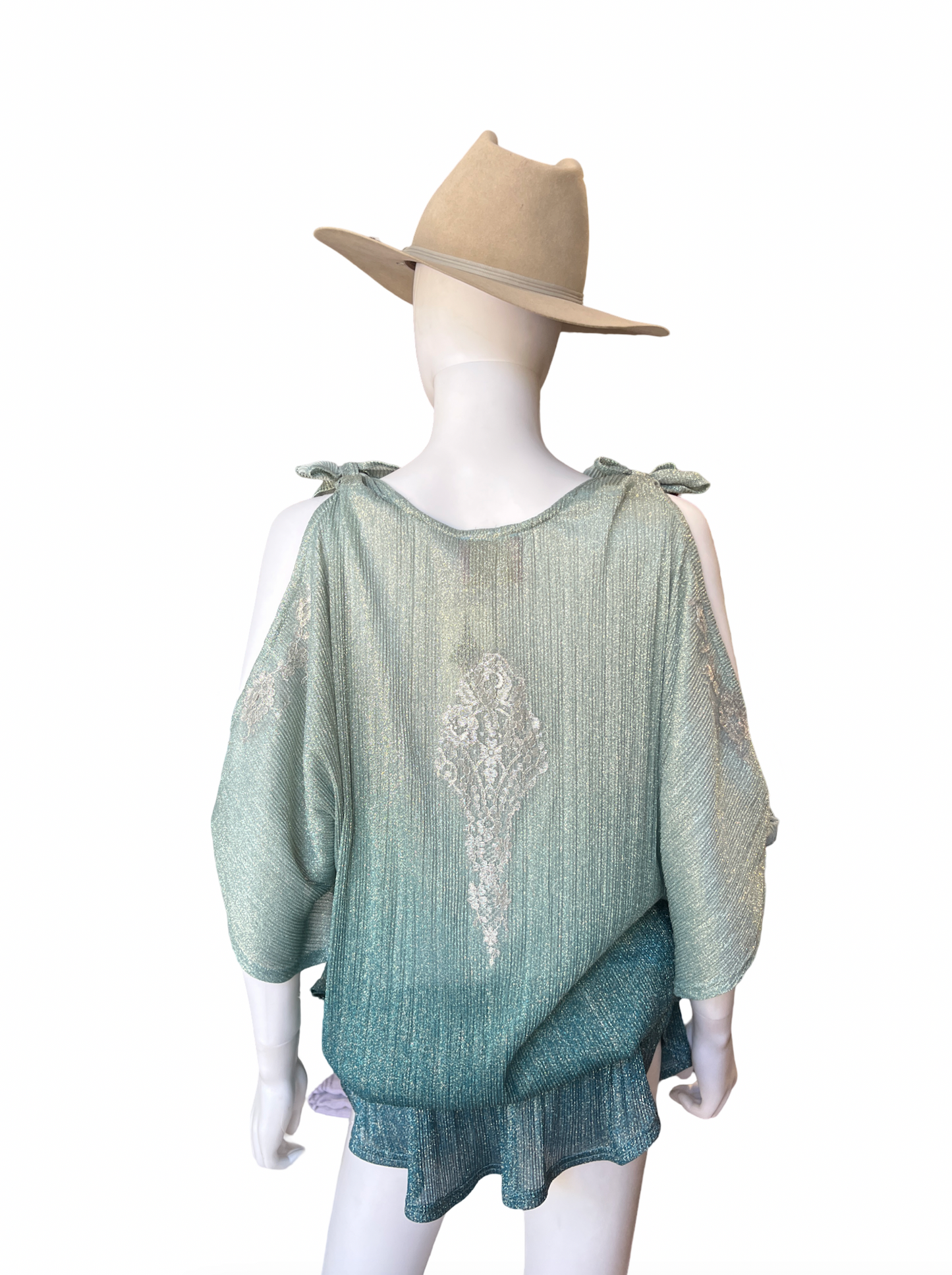 Vanita Rosa Opale French Lace Applique Cover Up Poncho/ one size