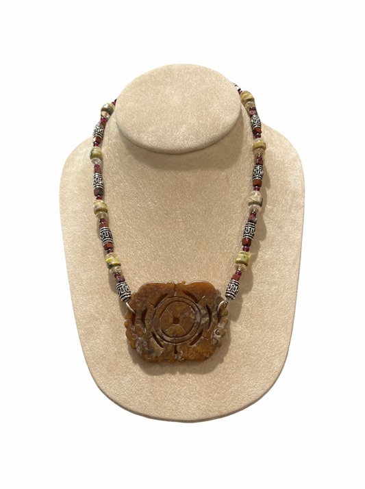 Vintage Carved Stone Necklace