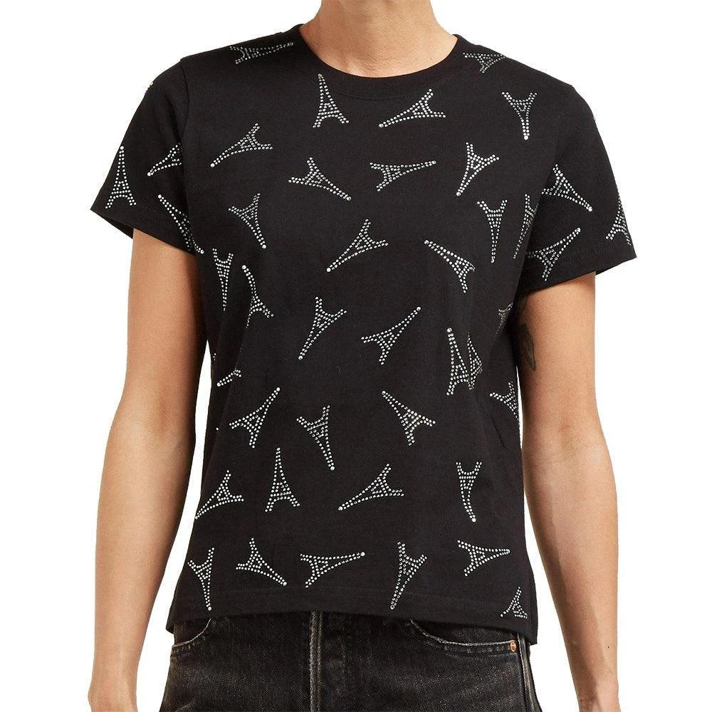 Balenciaga Women's Paris Eiffel Tower Rhinestone T-Shirt Size XL
