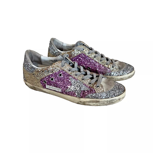 Golden Goose Suede Glitter Low Top Super Star Sz 41